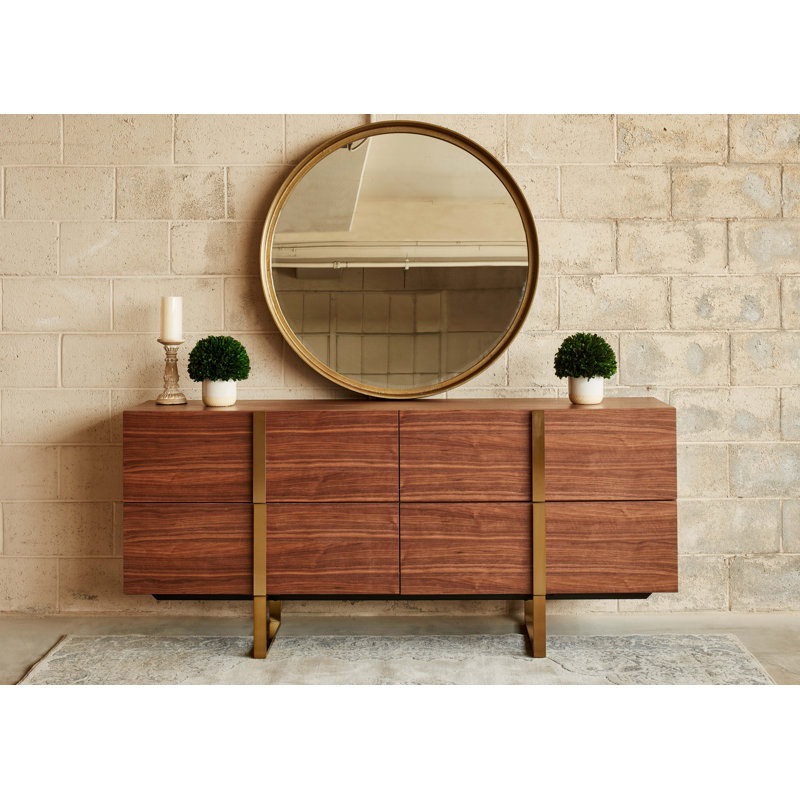 Samar Round Mirror, Antique Brass, 39" H x 39" W