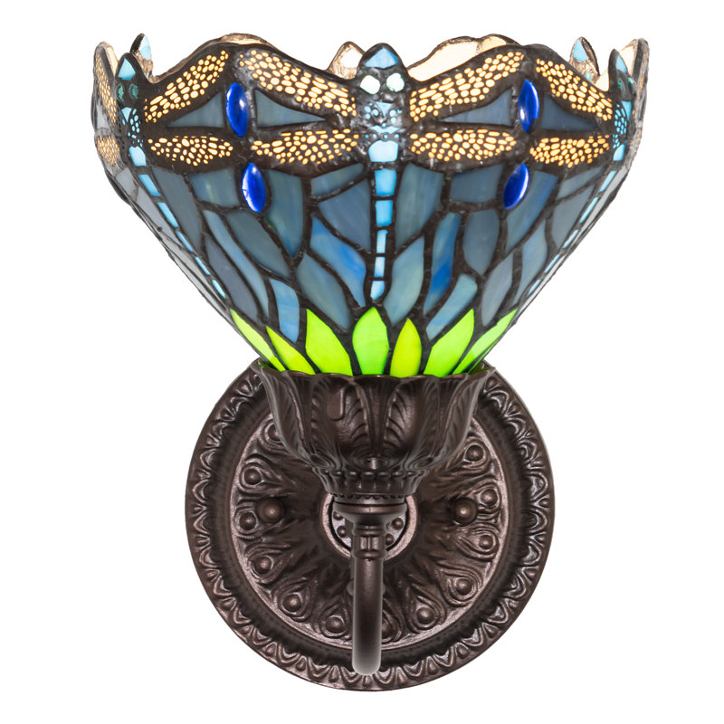 1 - Light Armed Sconce, Blue/Green/Beige