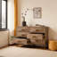 Commode à 6 tiroirs Modern Cannelée - Armoire de rangement en bois massif avec tiroirs coulissants et plateau de table polyvalent