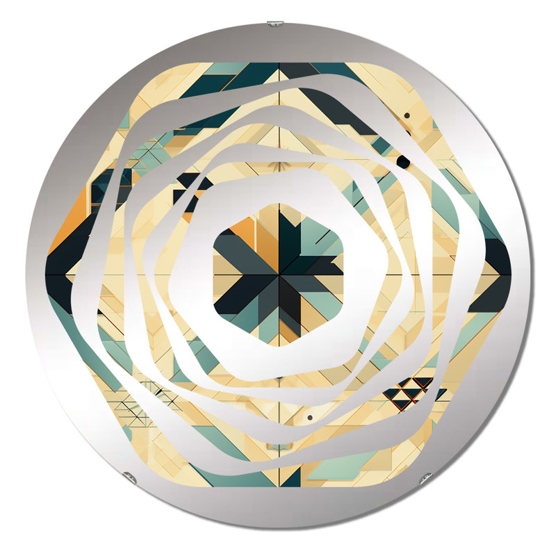 Carreaux bleu et beige Boho - miroir décoratif Amorphe, 23,6 po x 23,6 po