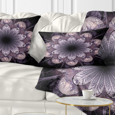 Motif de fleur fractale rose foncé - coussin imprimé abstrait