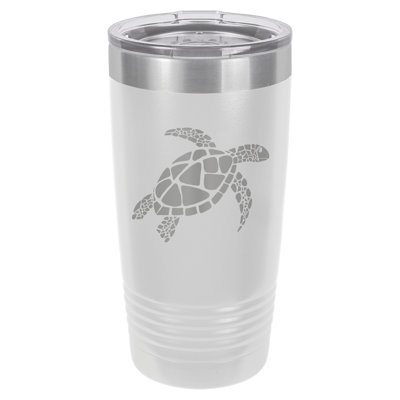 Gobelet et couvercle blanc isolé Sea Turtle