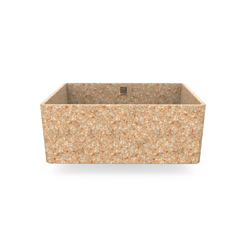 Woodio Cube40 15.748'' Wood Square Bathroom Sink, Natural
