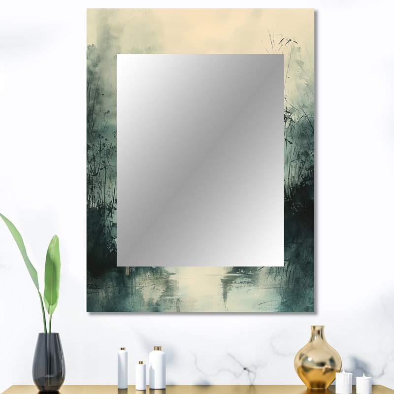 Cranes in the Misty Marsh I - Heron, miroir mural moderne, art mural, 40 po x 30 po