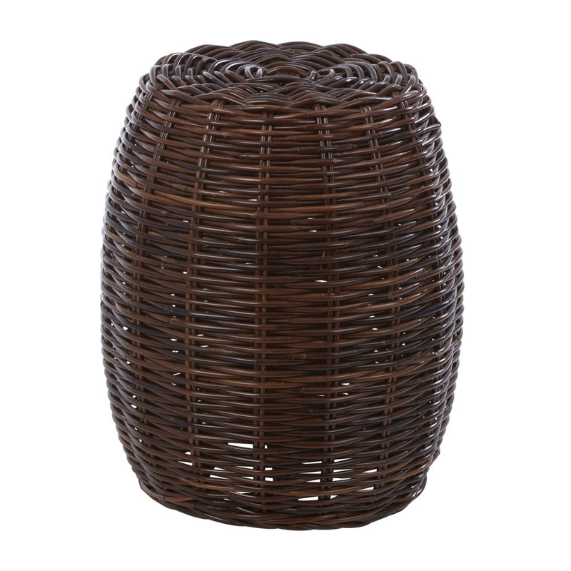 Fikes Rattan Accent Stool, Natural Brown