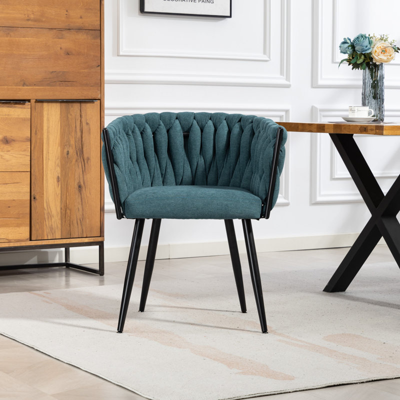 Polyester Upholstered Metal Upholstered Back Accent, Teal