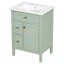 Meuble-lavabo de 24 pouces avec lavabo, armoire en bois massif et panneau de fibres à densité moyenne avec un tiroir rabattable, deux tiroirs standard et une tablette réglable, meuble-lavabo vert autoportant pour le rangement de la salle de bain