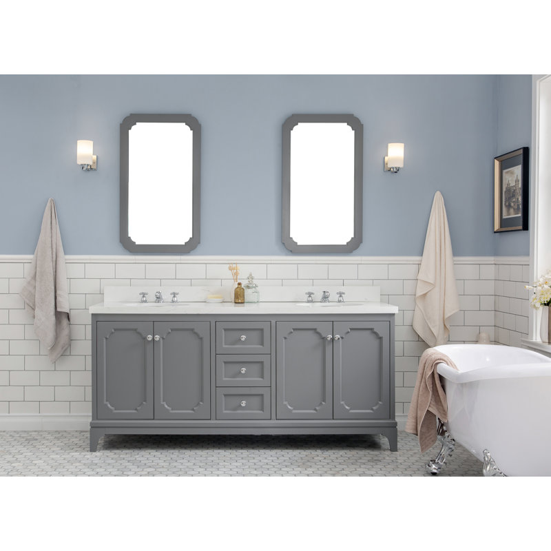 Queen 72" Double Bathroom Vanity Set with Mirror, Cashmere Gray