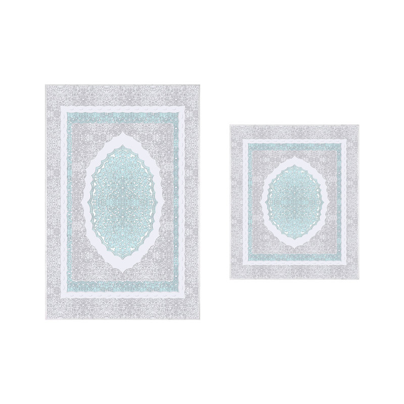 Ensemble de tapis de bain 2 pièces Sarah, Gris/vert