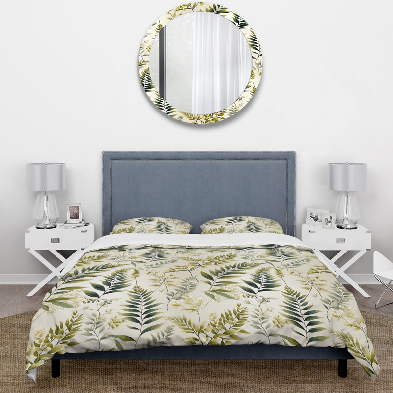 Literie Tranquil Ferns Ii III, Housse de couette simple + 1 taie décorative stan