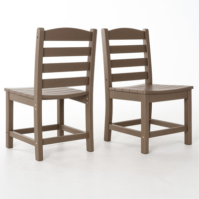 Chaises de salle à manger d'extérieur sans accoudoirs pour 2 personnes, chêne foncé antique, résistant aux intempéries, longue durée de vie, 17,01 po de profondeur, 22,05 po de hauteur, peu d'entretien, 34,65 po de largeur, 21,33 lb de poids