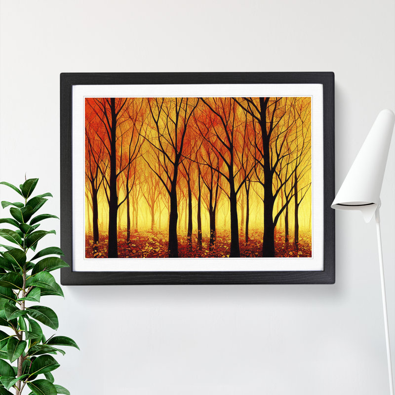 Sublime Autumn Forest 1 Piece Single Picture Frame Wall Art, 46cm H x 64cm W x 2cm D, Black Framed