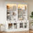 83.4"Tall Bookshelf Suite With LED Lighting,  Bookcases With Glass Doors And Drawers,2-Piece Set Storage Bookcase Suite With Open Shelves