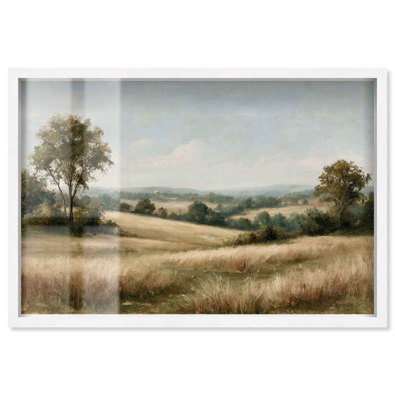«Amber Fields II Shadowbox» par Cabezas, H 11 po x l 16 po, Cadre blanc