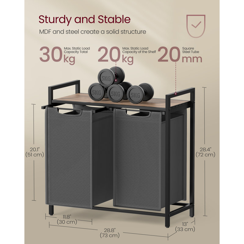 Laundry Sorter, Light Brown/Dark Grey