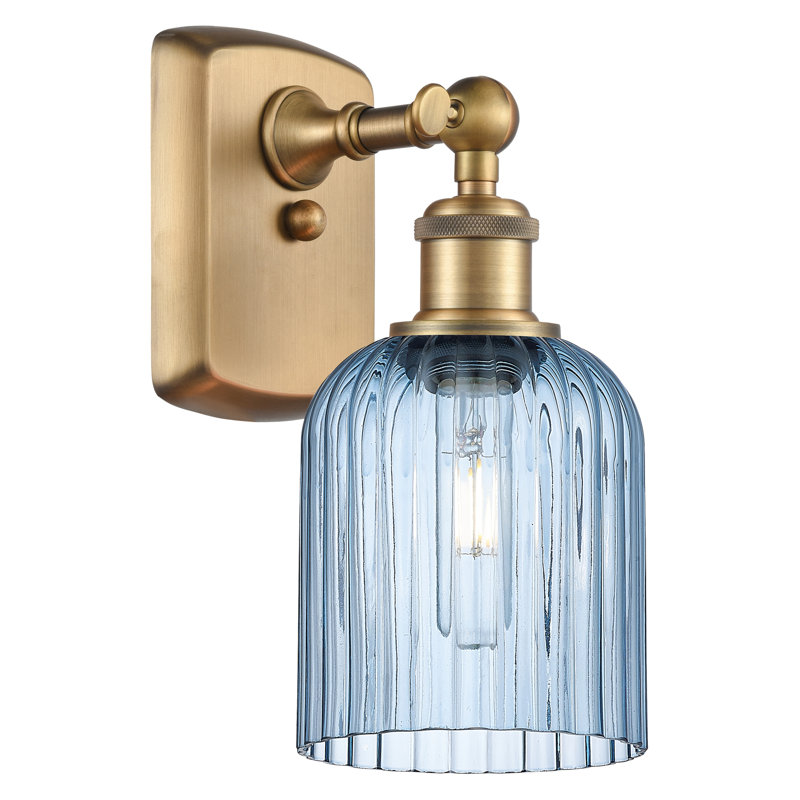 Northgate Steel Armed Sconce, Brushed Brass, Princess Blue