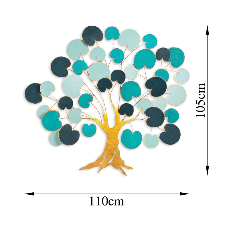 Nykeemah Hand-Painted Decorative Metal Wall Accessory, 43.3 x 41.3 inches | 100% Metal, Thickness: 0.06 inches | Unique Color Variations, Easy Wall Mount Design | Perfect for Living Room or Office Decoration
