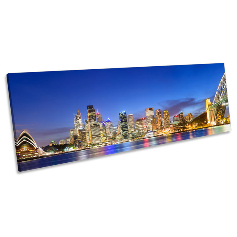 Sydney Harbour Night - Wrapped Canvas Panoramic Art Prints, 30.48cm H x 91.44cm W