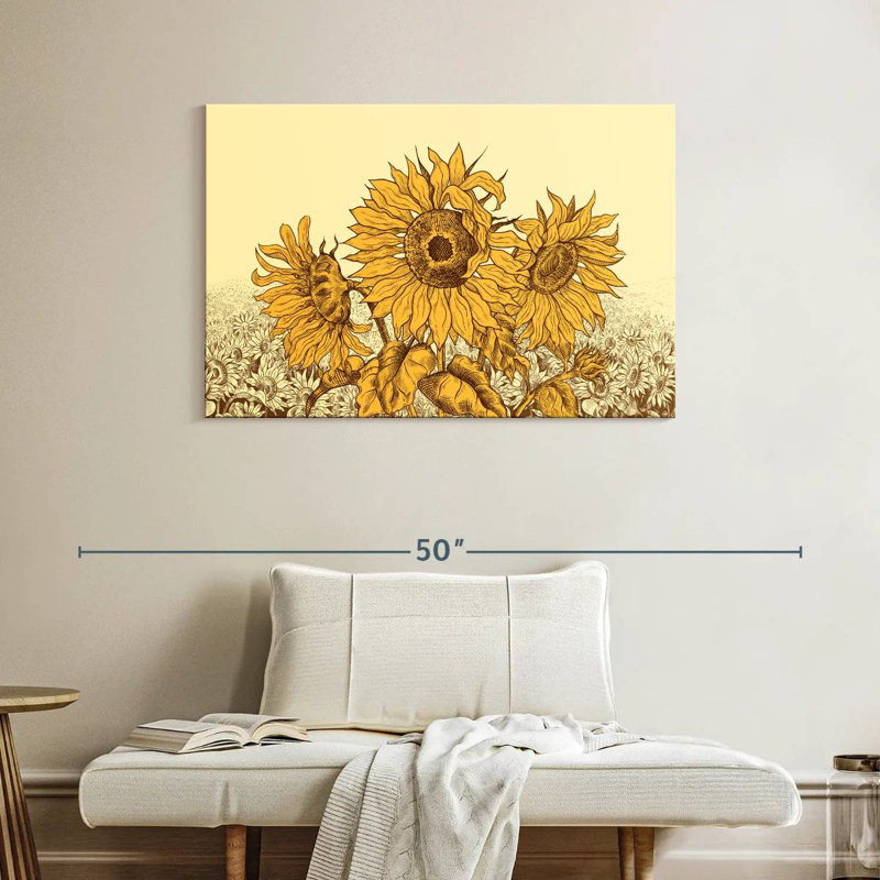 Champ de tournesols rétro Alvord, H 26 po x l 39 po