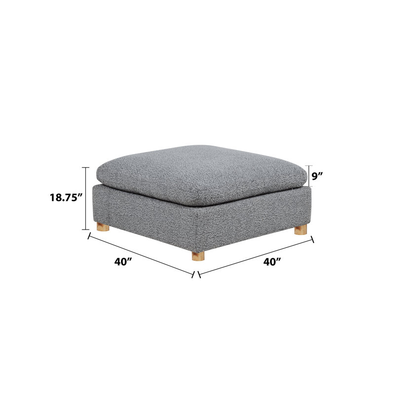 Modular Ottoman In Teddy Boucle Fabric, Rich Gray Teddy