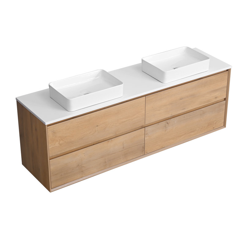 Meuble-lavabo mural 72 po avec lavabo vasque rectangulaire 72 po, 72"