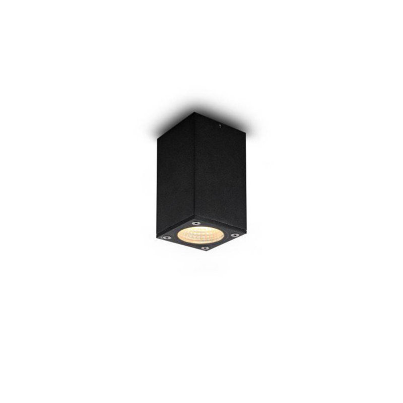 UltraBeam Square Black Outdoor Soffit and Outdoor Ceiling Downlight - IP65 Rated, 11.5cm H x 6cm W x 11.5cm D