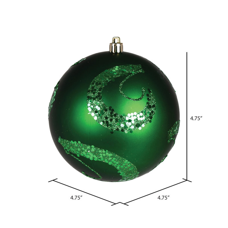 Ornement boule mat à paillettes, Vert, 4