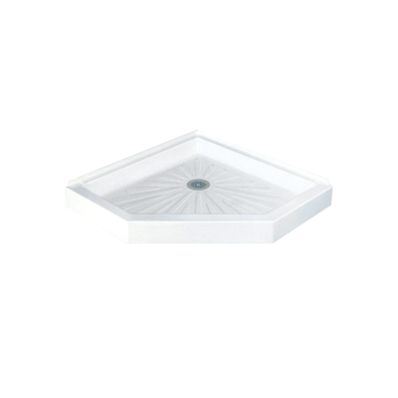 Base de douche à seuil simple 42 po x 42 po néo-angle Durabase, Blanc