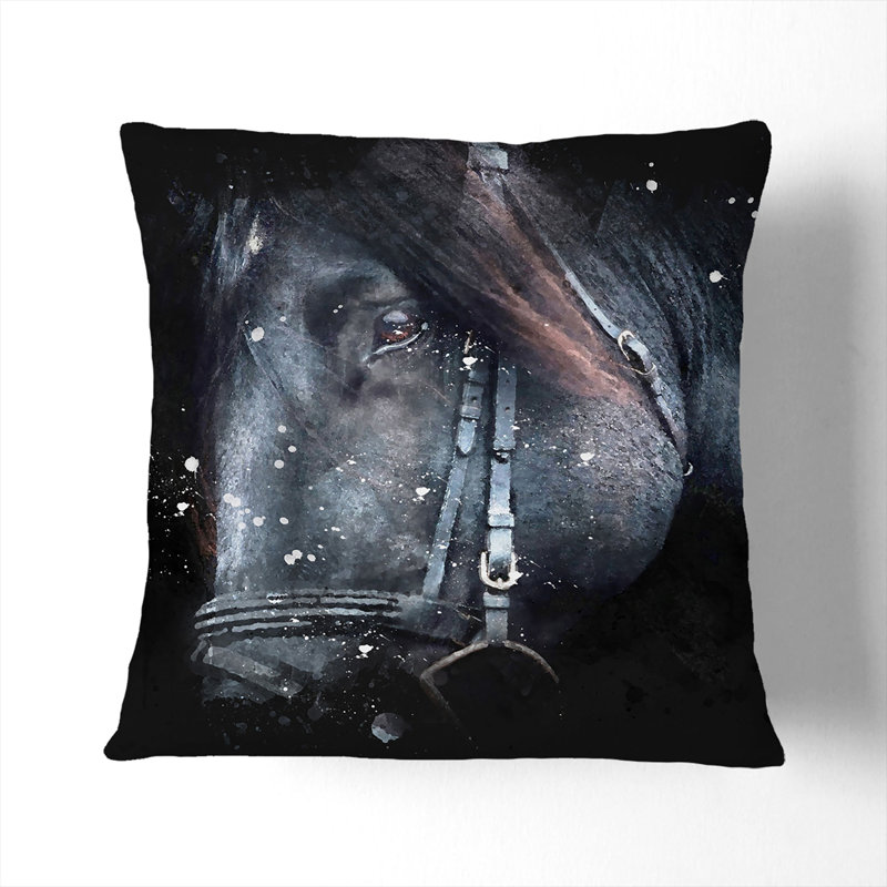 Enchanting Stallion Horse Cushion with Filling, Stone, 55cm H x 55cm W x 20cm D