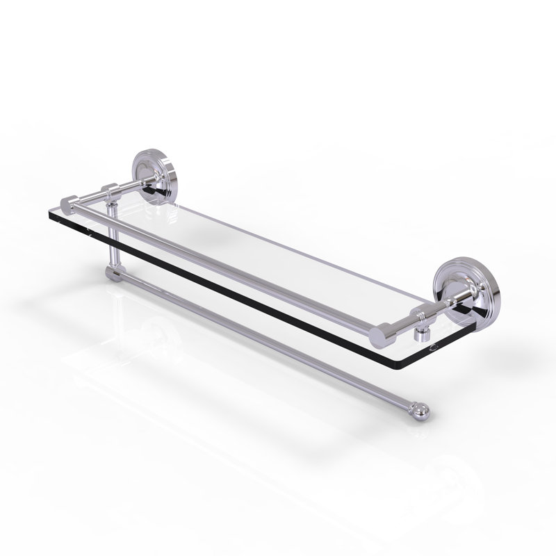 Alcott Bracket Shelf with Towel Bar, Polished Chrome