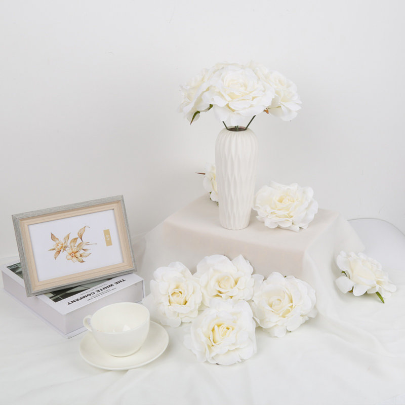 20 pièces têtes de fleurs artificielles sans pied en soie en vrac têtes de fleurs pour les bouquets de mariage bricolage tables de fête florales décorations pour la maison