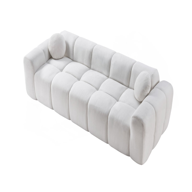 Très grand canapé à compression 98,4 po, canapé en velours côtelé nuage pour le salon, canapé rembourré 4 places avec 2 coussins, emballage sous vide facile à déplacer pour les petits espaces, appartement, studio