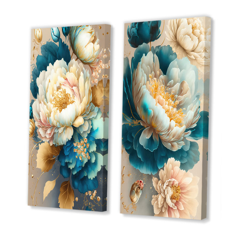 " Vibrant Floral Bunch " by Designart 2 - Pieces, Wrapped Canvas, 40" H x 40" W