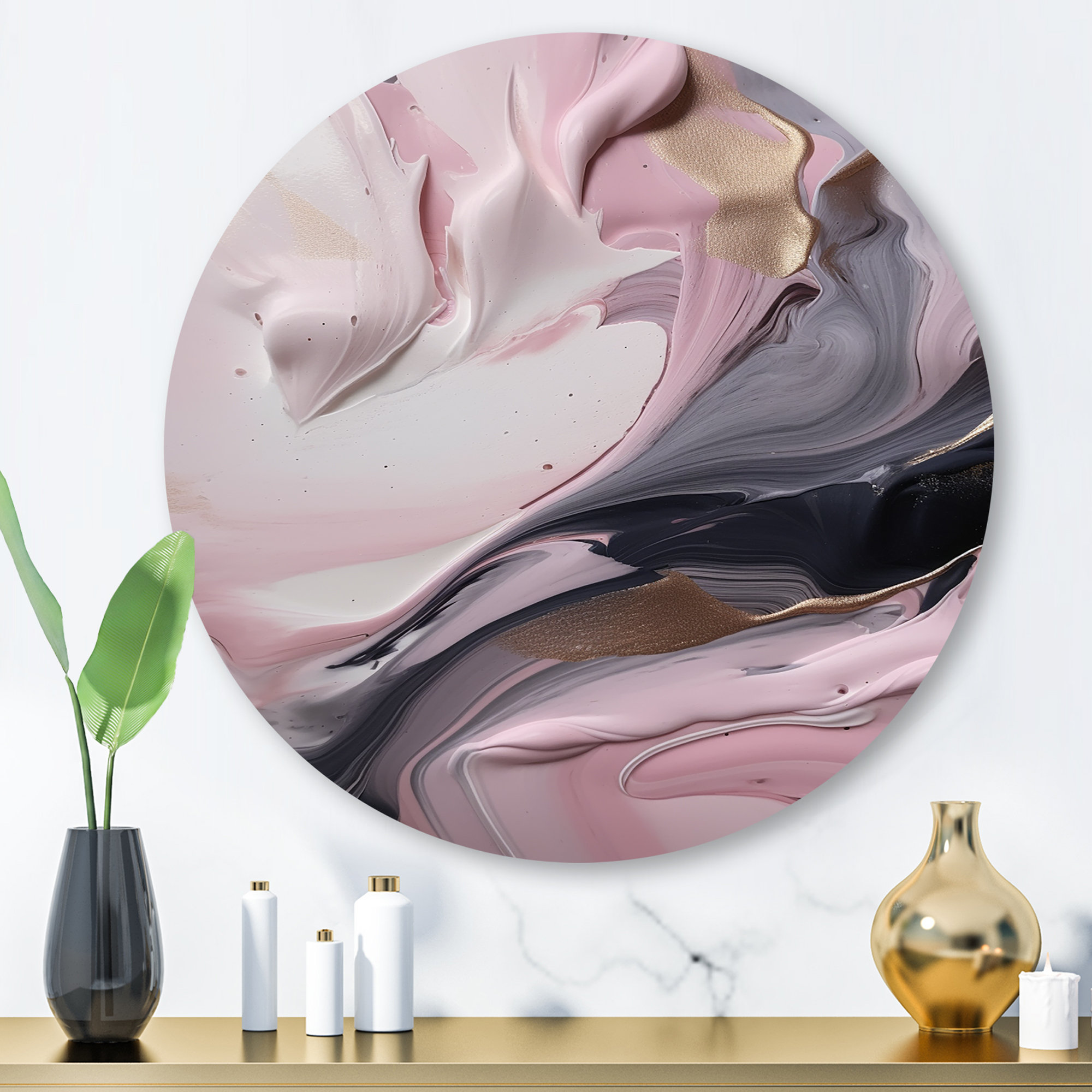 Eiledh Solid Marble Paint Artwork V Mercer41 Size: 23 H x 23 W x 1 D