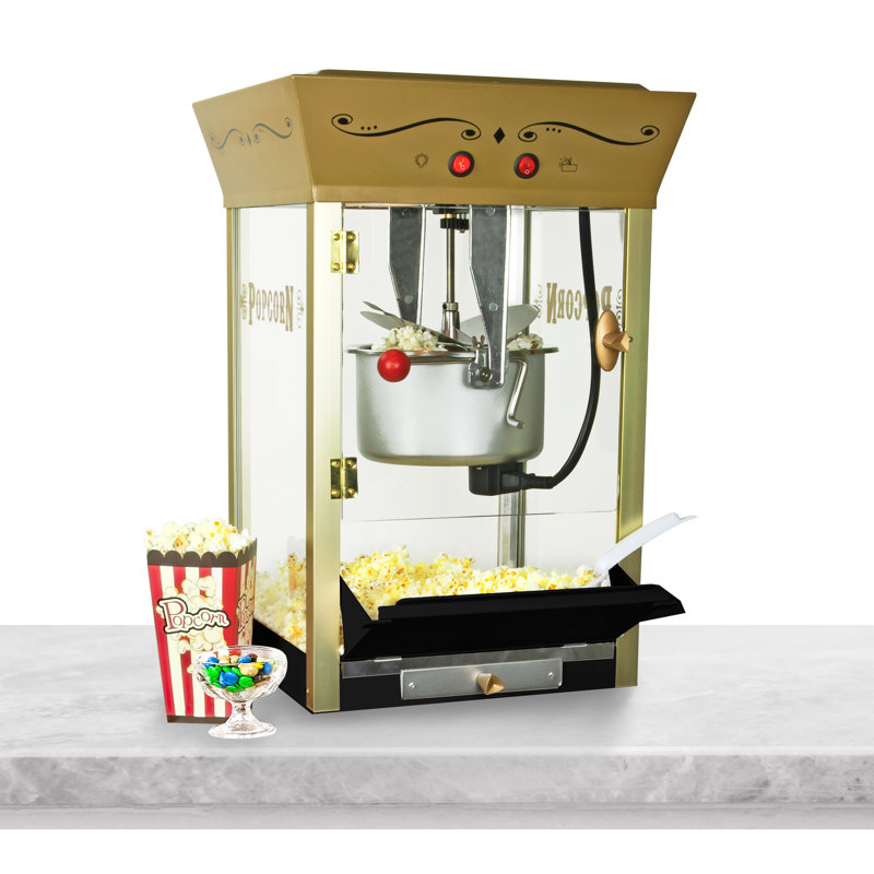 Nostalgia Popcorn Maker Professional Cart, Kettle Makes Up to 32 Cups With Candy Dispenser, Black