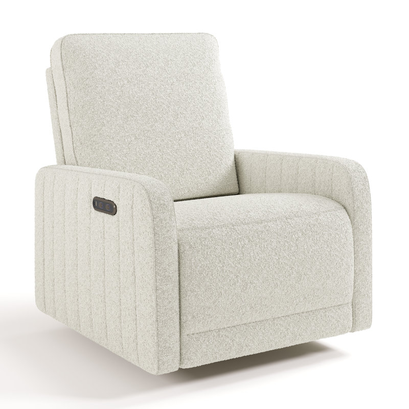 Kyoto Extra-Wide Nursery Power Recliner Swivel Glider with Dual USB Charging, Ivory Boucle