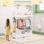 Kids Wardrobe Closet with Mirror and Storage Space, Open Hanging Armoire Closet-1608725978