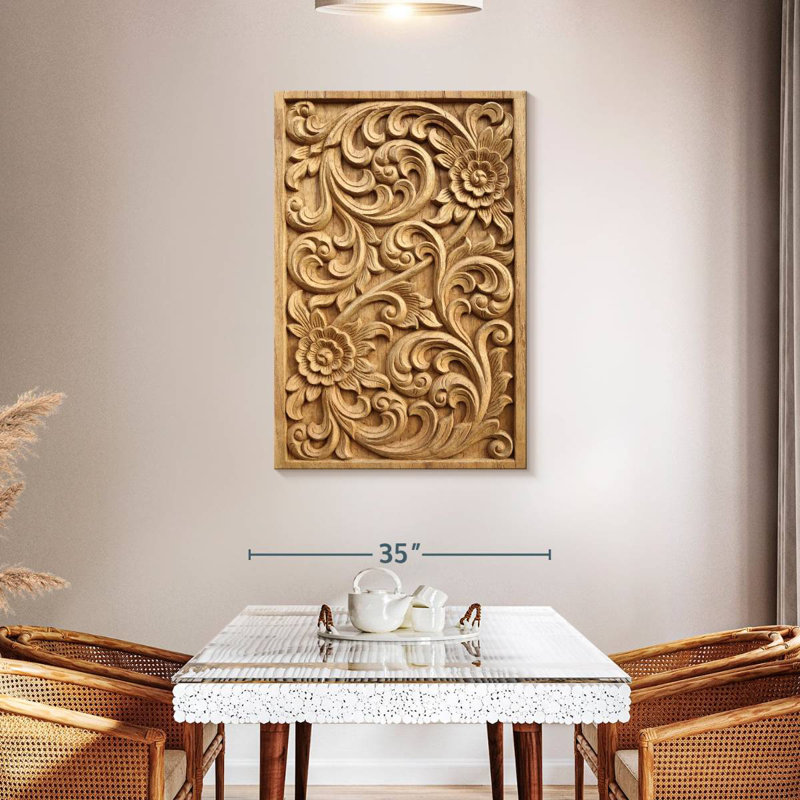 Senne Floral Carved Wood, 45" H x 30" W