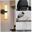Ensemble de 2 appliques murales transitionnelles modernes avec abat-jour cylindriques imitation marbre noir mat-129434521