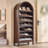 71" Arched Storage Cabinet with 7 Adjustable Shelves – Farmhouse Bookcase, Kitchen Pantry, Entryway or Living Room Organizer