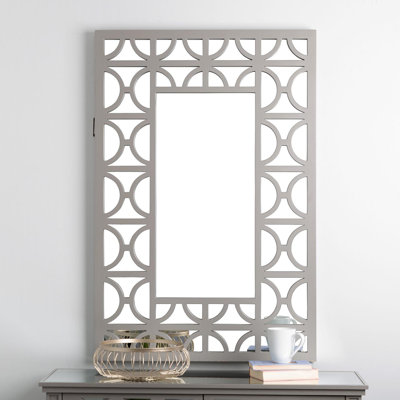 Guven 118cm Rectangular Wall Mirror with Semi-Circle Design, Wall Mounted Mirror with MDF