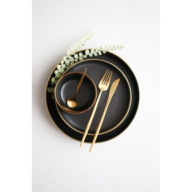 «The Luxury Collection» avec garniture - petite assiette 8 po, Noir et or
