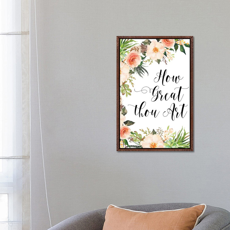 How Great Thou - Print on Canvas, 66.04cm H x 45.72cm W x 3.81cm D, Classic Brown Wood Framed