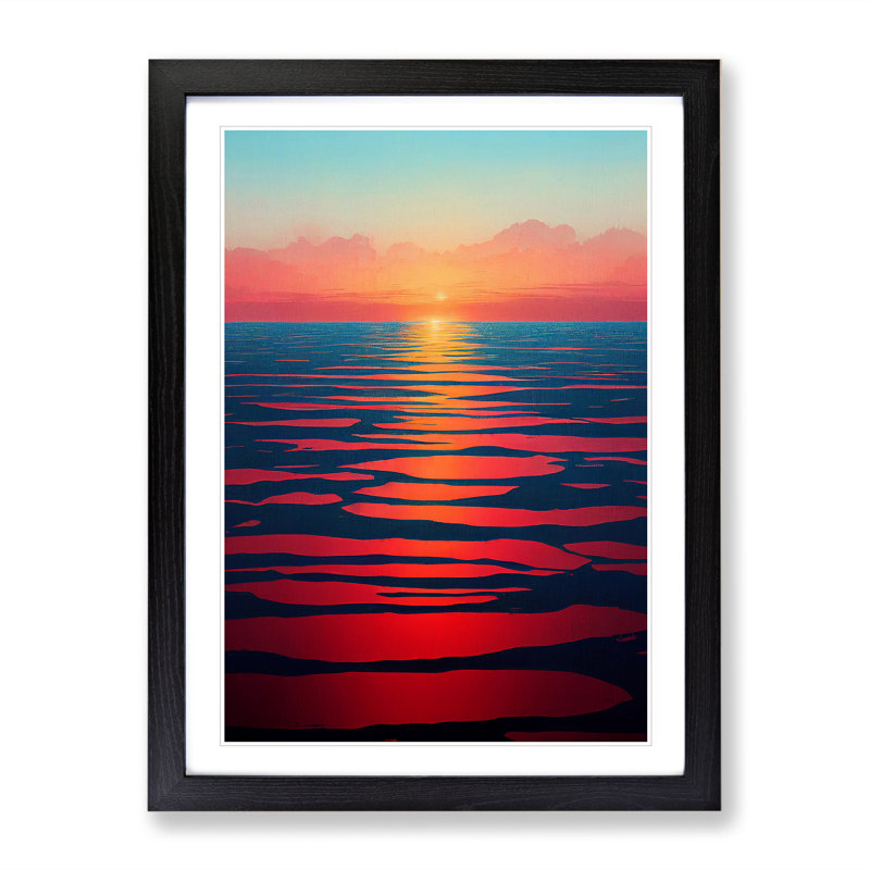 XV1022-4814X Unbeatable Ocean Sunset - Print, White, 66cm H x 48cm W, Black Framed Paper