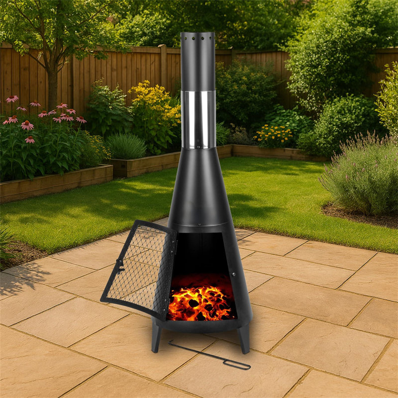 Convex Steel Wood Pellets Smokeless Chimnea