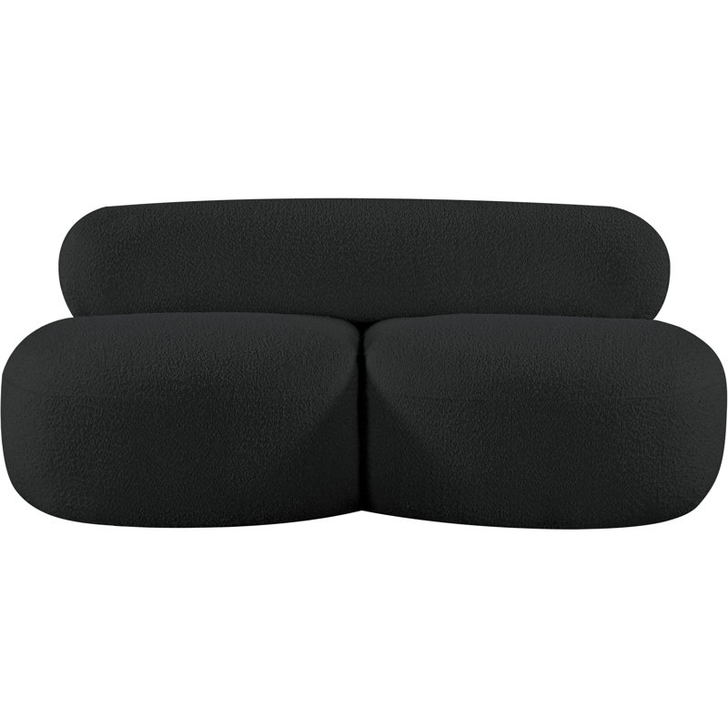 Causeuse rembourrée Isia, Tissu bouclé noir