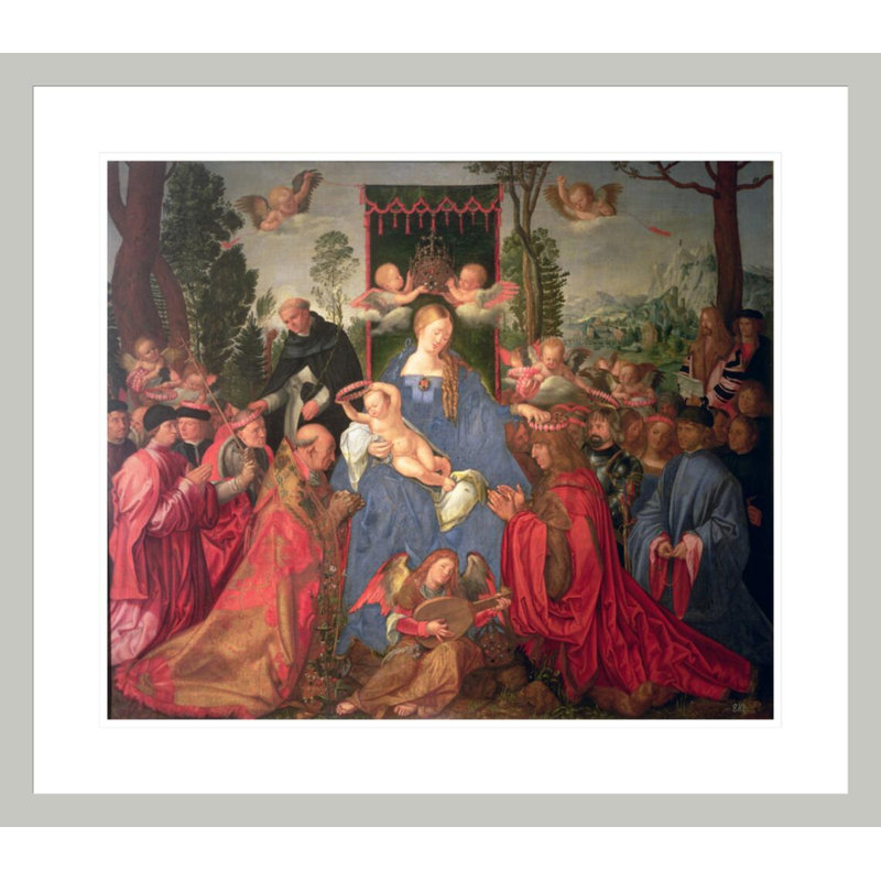 Guirlande de roses, retable par Albrecht Dürer, impression giclée sur cadre, 23.5" H x 26.78" W