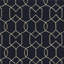 Tapis carré / extérieur carré en polypropylène à motif géométrique bleu marine / beige