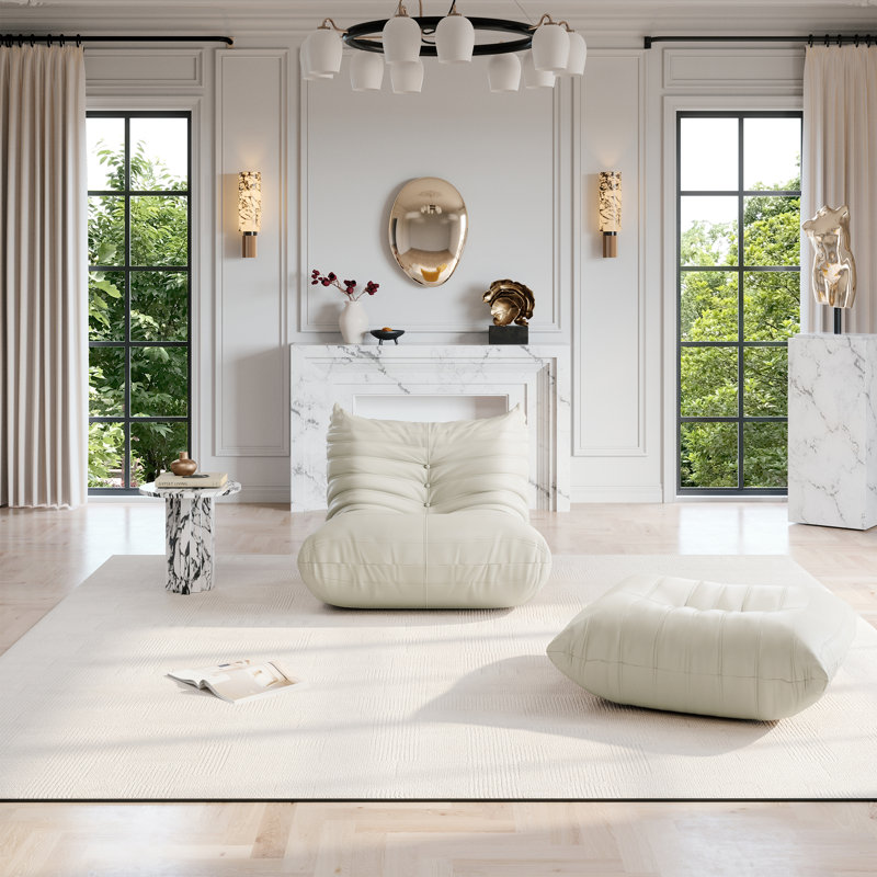 Canapé rembourré, canapé Lazy, Similicuir beige