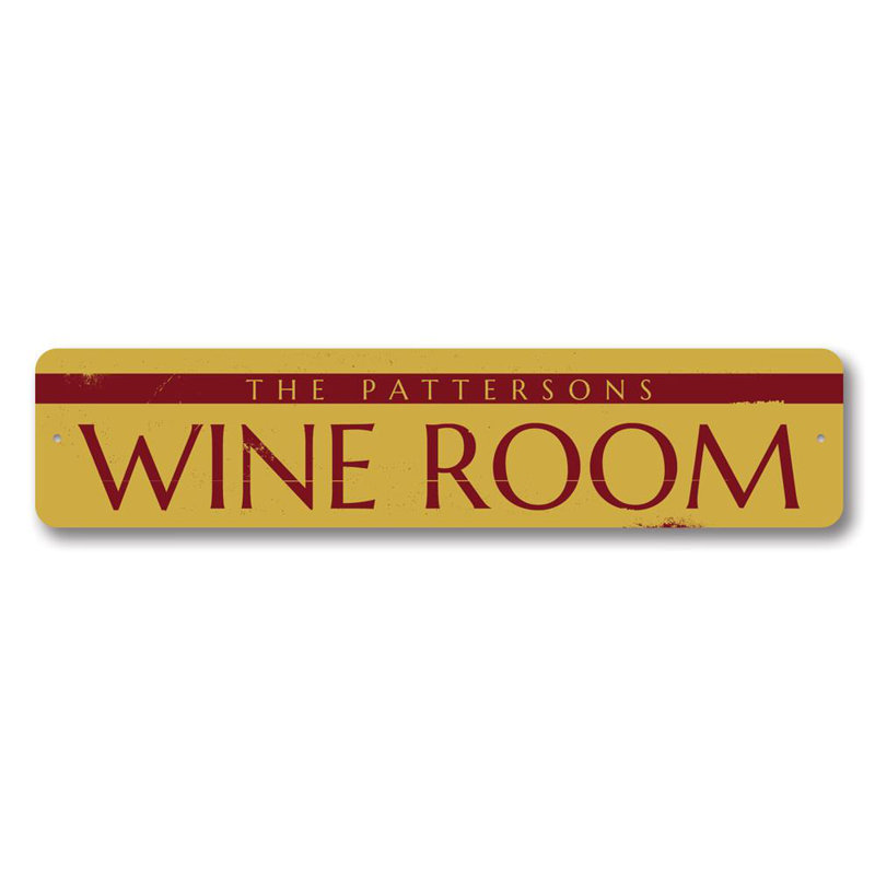 Enseigne en aluminium Wine Room, H 4 po x l 18 po x P 0,04 po